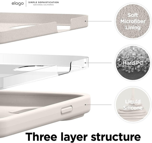 elago iPhone 13 Pro Case, Premium Liquid Silicone, Full Body Protection, 3 Layer Shockproof Cover, Stone
