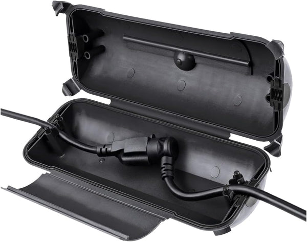 Flemoon Outdoor Extension Cord Safety Cover - Weatherproof Electrical Connection Box for Outlets, Black
