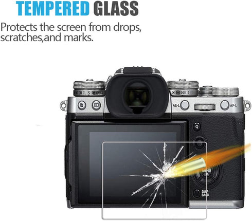 AKWOX (Pack of 3) Tempered Glass Screen Protector for Fujifilm X-T3, 9H Anti-scratch Optical Cover