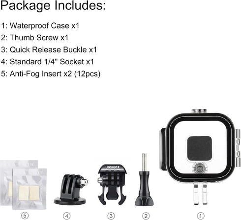 60m Waterproof Dive Housing Case - Bracket Accessories for GoPro Hero 5 Session, Hero 4 Session Cameras