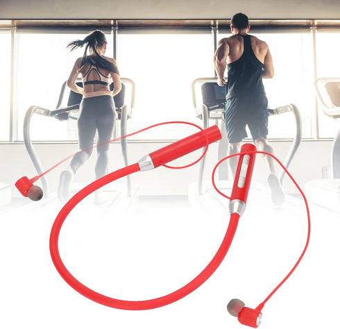 Shop BT 5.2 Neckband Earbuds: Wireless Magnetic Headphones, IPX5 Waterproof, Ergonomic Bass Sports Earphones (Red).