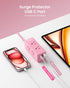 HONIZER 10ft 6 3 (1 Pink Extension Cord, Power Strip Flat Cord, Outlets & USB Ports USB-C), Cute,Wall Mount for Home