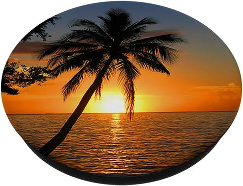 Realistic Sunset Ocean Palm Tree Photo PopSockets Standard PopGrip Tropical Sunrise