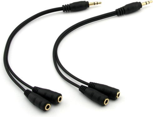 ONXE 2-Pack Gold Plated 3.5mm Stereo Jack Splitter Cable Adapter, 3.5mm Male to 2 X Female for Speakers