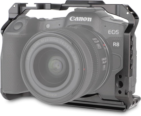 LEFTFOTO Camera Cage for Canon R8 - Protection Frame Rig with Arca Base, Cold Shoe, Strap Slot, for Vlog Shooting