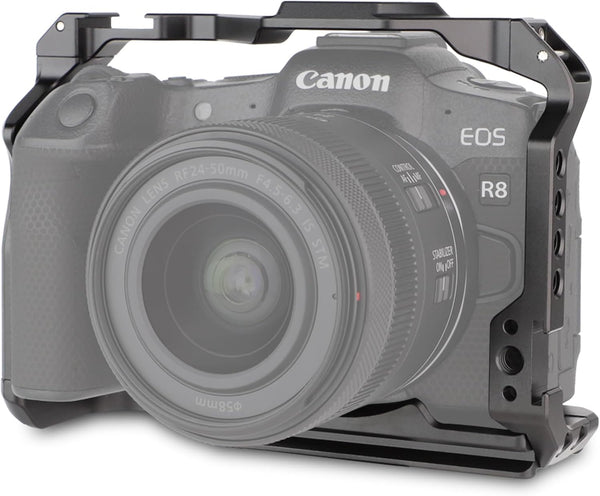 LEFTFOTO Camera Cage for Canon R8 - Protection Frame Rig with Arca Base, Cold Shoe, Strap Slot, for Vlog Shooting