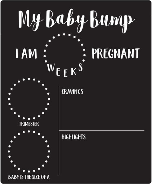 My Baby Bump Pregnancy Timeline Dry Erase Sign - 10" x 12" Black Sign for Monthly Milestone New Mom Photo Prop