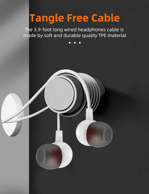 MAS CARNEY WI7 Wired Headphones with Microphone, Universal Compatibility with All 3.5mm Devices, Earbuds