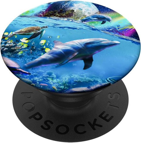PopSockets Swappable PopGrip Galaxy Dolphin - Dolphins In Space