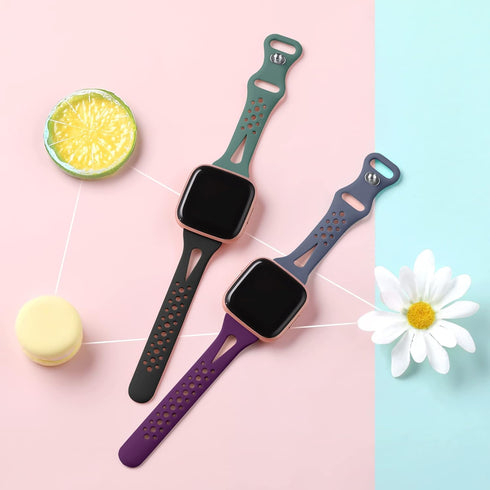 Odbeai Soft Silicone Replacement Wristbands - Slim Sport Breathable Bands for Fitbit Versa 2, Versa Lite/SE, 4Packs