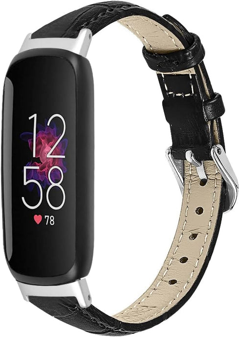 Band Compatible with Fitbit Inspire 3, Genuine Leather Replacement Wristband with Quick Release Straps