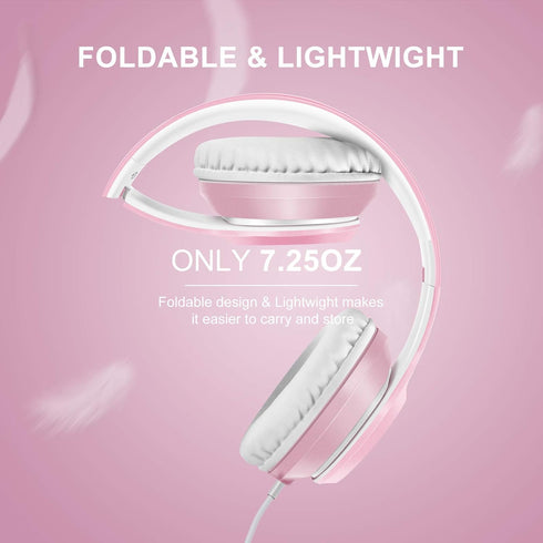 LORELEI X8 Over-Ear Wired Headphones with Microphone, 1.45m Tangle-Free Nylon Line, Lightweight Foldable for