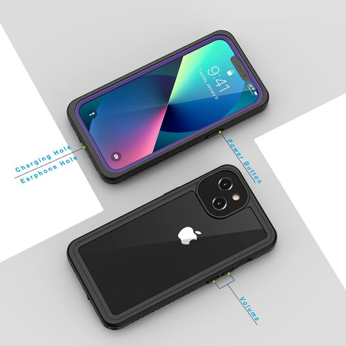 Lanhiem iPhone 13 Case, IP68 Waterproof Dustproof Shockproof with Built-in Screen Protector, 6.1 inch - Purple
