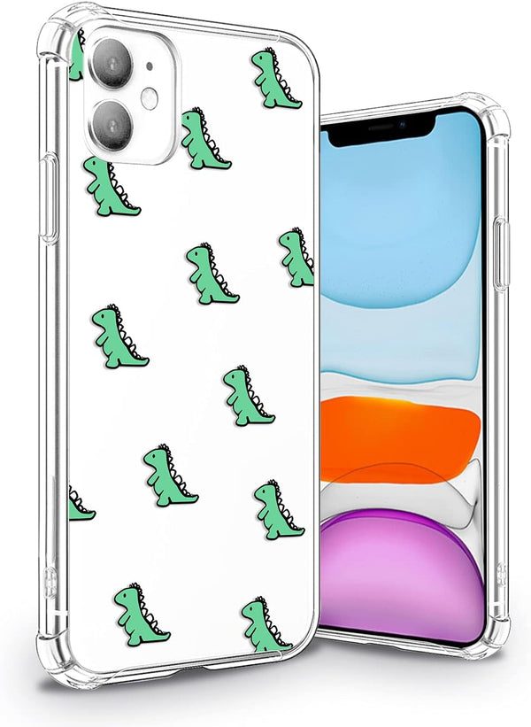 YESPURE Clear Case for iPhone 11, Cute Dinosaur Pattern, Soft Transparent Slim Cover for Kids and Women