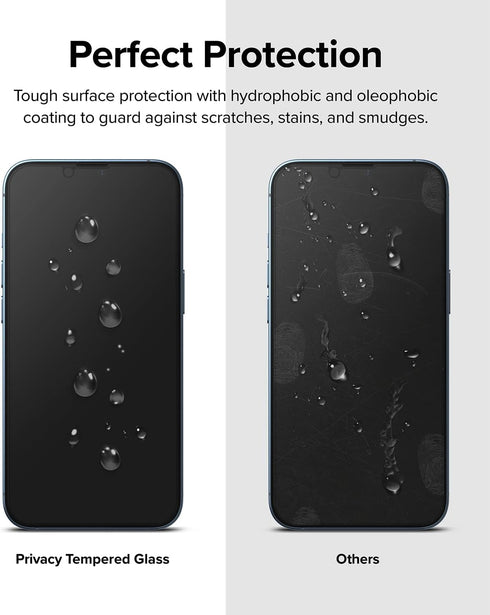 Ringke Privacy Glass Anti-Spy Screen Protector for iPhone 14, 6.1" Full-Coverage Tempered Glass.