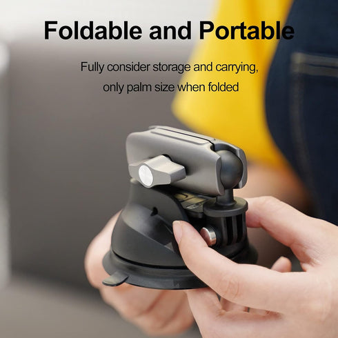 TELESIN Aluminum Camera Suction Cup Car Mount with Phone Holder, Windshield Dashboard Accessories for GoPro 12 11 10 9