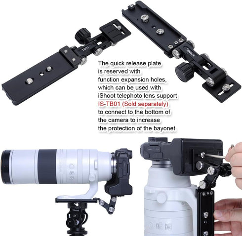 iShoot Arca-Swiss Fit Quick Release Plate - Compatible with Canon RF 200-800mm F6.3-9 IS USM Tripod Mount Ring