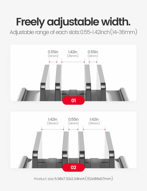 3-Slot Vertical Laptop Stand Holder, Adjustable ABS Plastic Desktop Notebook Dock, Space-Saving Vertical Laptop Stand