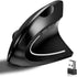 Stylish Ergonomic Optical Wireless Mouse, Rechargeable 2.4G Vertical Mice, Cordless with USB Receiver, 800/1200/1600