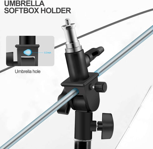 WELLMAKING U-Shape Camera Flash 180° Swivel Mount Bracket with 1/4 to 3/8 inch Metal Male Screw for Softbox Reflector