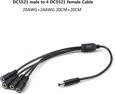 Kangnice 5.5x2.1mm 1 2 3 4 40cm Power Splitter Cable to Way Adapter for CCTV Router LED Light Length