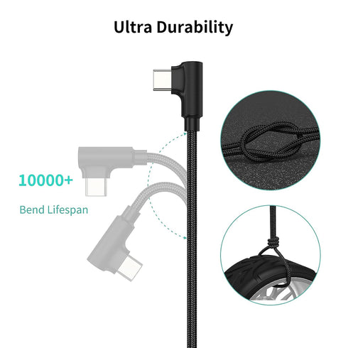 3 Pack 1ft Right Angle USB C Cable - Fast Charging 90 Degree USB A to Type C, Compatible with Samsung Galaxy & Google