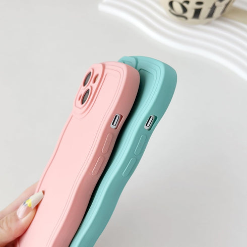 Caseative Solid Color Curly Wave Frame Soft Case for iPhone 14 (White, Compatible with iPhone 14)