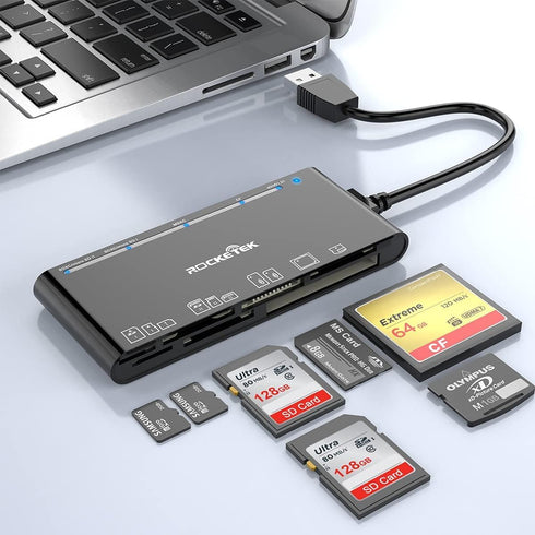 Rocketek USB 3.0 SD Card Reader, 7-in-1 Multi Memory Card Reader for SD