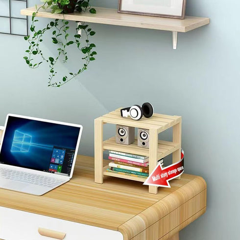 Solid Wood Multi-Layer Wireless Router Rack, Desktop Storage for Network TV Set-top Box, Key Remote Control