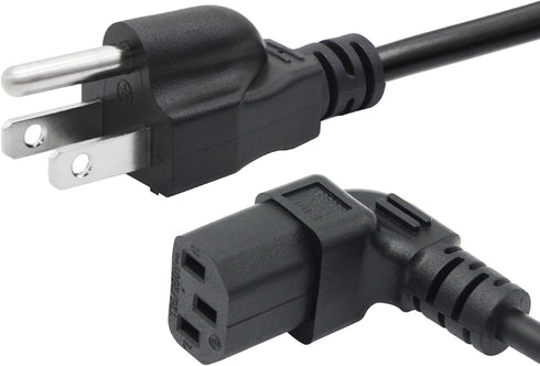 Maixbomr 3 5.9ft/1.8m,Down 10A 250V 18AWG 5-15P C13 C13 Prong AC Power Cord Angle to Power Cable,for PC