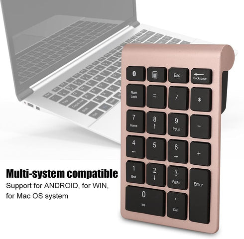 Sanpyl 22 Keys Numeric Keypad, Portable Mini Bluetooth Keyboard, Rechargeable Number Pad for Laptop Desktop PC (Rose