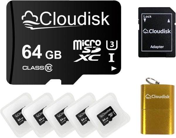 Cloudisk Pack of 5 Micro SD Card 64GB Flash Memory Card Micro SDXC