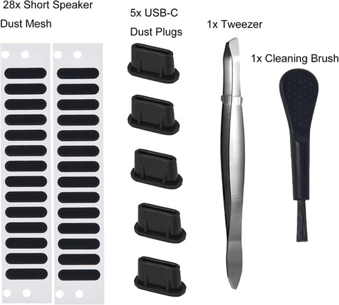 5PCS USB C Dust Plug & 28x Phone Speaker Mesh Dustproof Net for iPhone 15 Pro Max, Samsung Galaxy, Anti Dust Kit