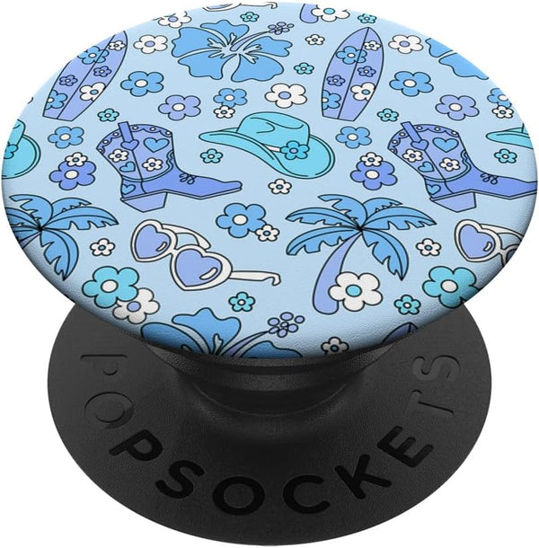 Pastel Cowboy Boot Hat Pattern Coastal Cowgirl Aesthetic PopSockets Standard PopGrip