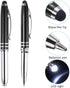 PATIKIL 3 Pack Ballpoint Pen with Stylus Tip and LED Flashlight, 3 in 1 Metal Pen (Black Ink 1.0mm)
