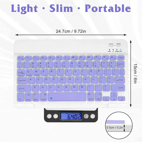 Rechargeable Bluetooth Keyboard and Mouse Combo, Ultra Slim for Amazon Fire HD 10 and Bluetooth Devices (Lavender