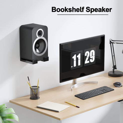 PUTORSEN Universal Dual Soundbar Wall Mount, Black, for Most Soundbars, Holds up to 33 lbs, Depth Adjustable 3.5”-6.1”