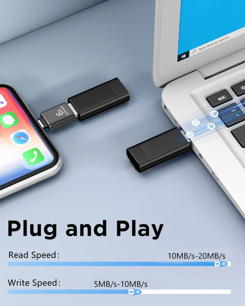 TEWENE 1-Pack 8GB FAT32 2.0 8GB Flash Drives USB Flash Drive (&Type-C Adapter) Thumb Drive with Unique Clip