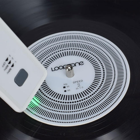 LoopTone LP Vinyl Turntables Tachometer Disc and Strobe Light,Profesional Speed Test Disk for Record Calibration and Rotational Speed Detection measuring 50/60Hz Stroboscopic Speed Strobe Light