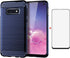 Asuwish Phone Case for Samsung Galaxy S10e, Slim Protective Silicone Cover with Tempered Glass Screen Protector, Navy