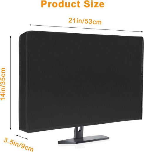 (21W 14H 3.5D) Waterproof Computer Monitor Dust Cover, Luxiv Black Full Body Cover for Computer Screen Anti-Static