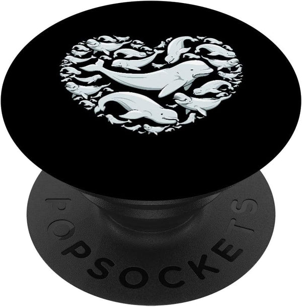 PopSockets Swappable PopGrip Beluga Whales Heart Symbol for Kids Boy Girl Men Women Gifts