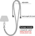 SS Phone Lanyard, Adjustable Detachable Neck Strap with Phone Patch for Any Cell Phone Smartphones, Grey.