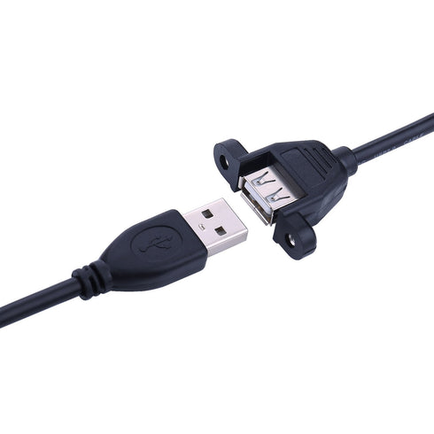 iGreely USB Extension Cable 2Pack, 1Ft/30cm USB 2.0 Panel-Mount Type A Male to Type A Female Cable