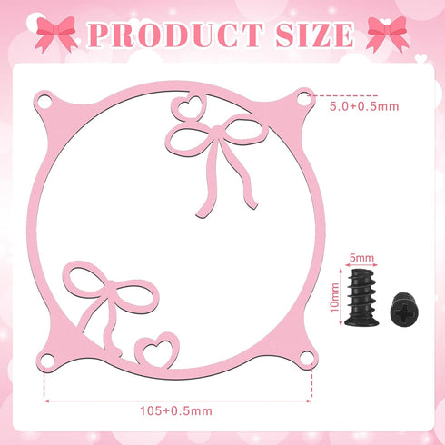 4 120mm Lounsweer Pcs Pink Bow Guard Fan Grill Metal PC Fan Grill Cover with Screws Cute Computer Accessories