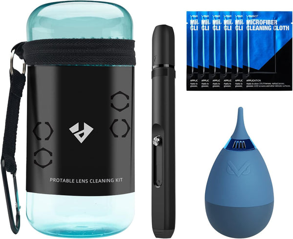 VSGO VS-A8E Camera Cleaning Kit - Portable Lens Cleaning Pen, Air Blower, Microfiber Cloth for Canon, Nikon, Sony