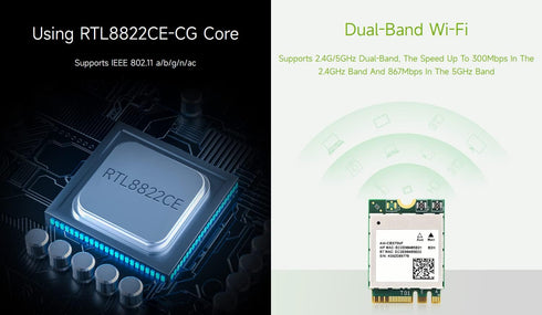 Waveshare AW-CB375NF Dual-Band Wireless NIC, 2.4G/5GHz WiFi 5, NGFF(M.2 A/E Key) Interface, RTL8822CE-CG Core, Support