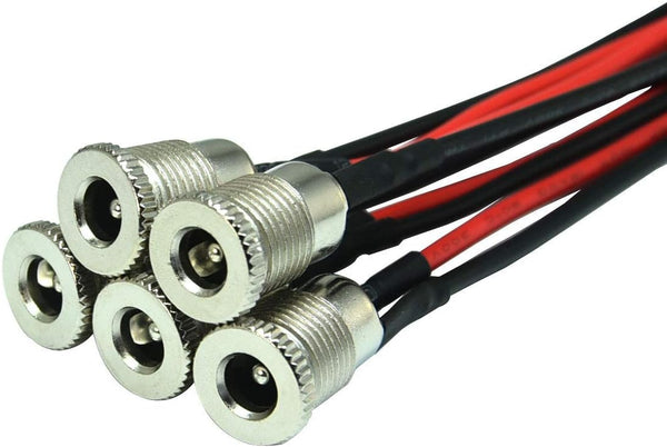 FILSHU DC Power Jack Socket - 5.5 x 2.5 MM Threaded Female Mount Connector Adapter with 30CM 18AWG Cable