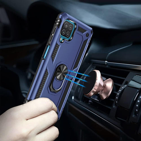 Samsung Galaxy A12 Phone Case (Blue) - Military Grade 16ft Drop Tested with HD Screen Protector & Ring Shockproof Case