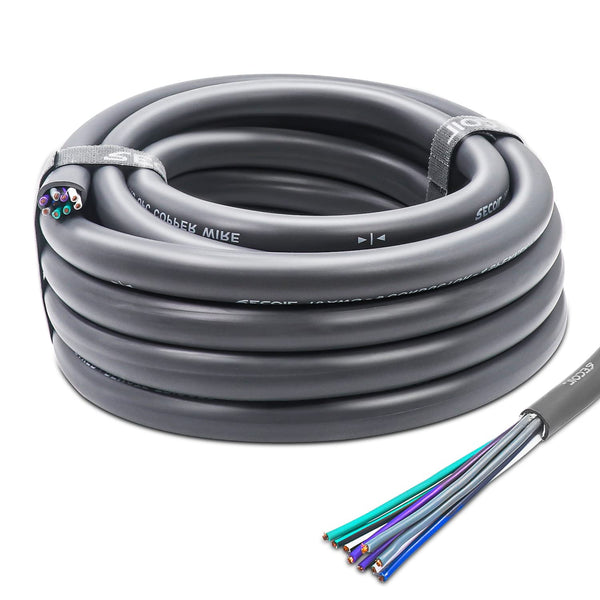 RECOIL 20-Feet 9-Conductor Speaker Cable, 16AWG Pure OFC, Ultra-Flex and Easy Peel Jacket, 4-Channel Speaker Wire